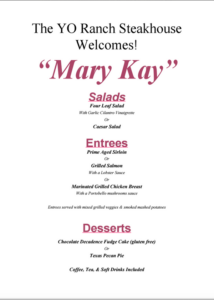 dallas tx steakhouse mary kay menu