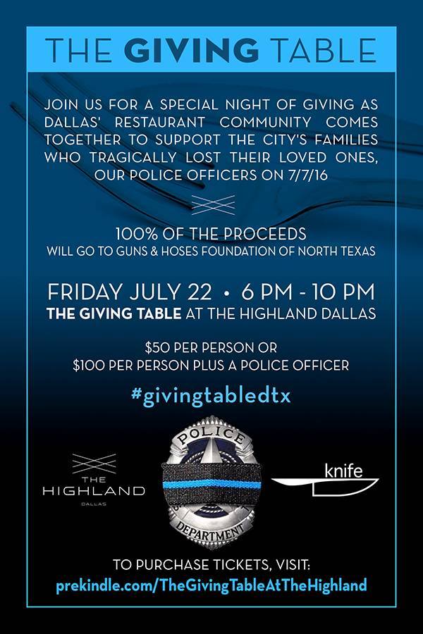 TONIGHT: Dallas Restaurants Host The Giving Table for Dallas Police Officers