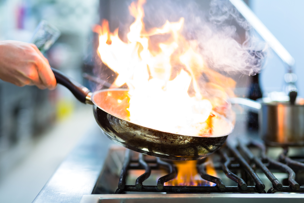 Open flame on Frying Pan