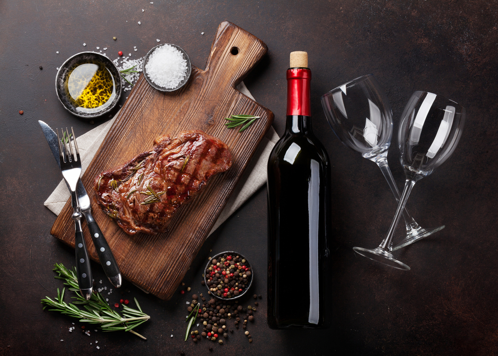 Wine and Steak at a Downtown Steakhouse