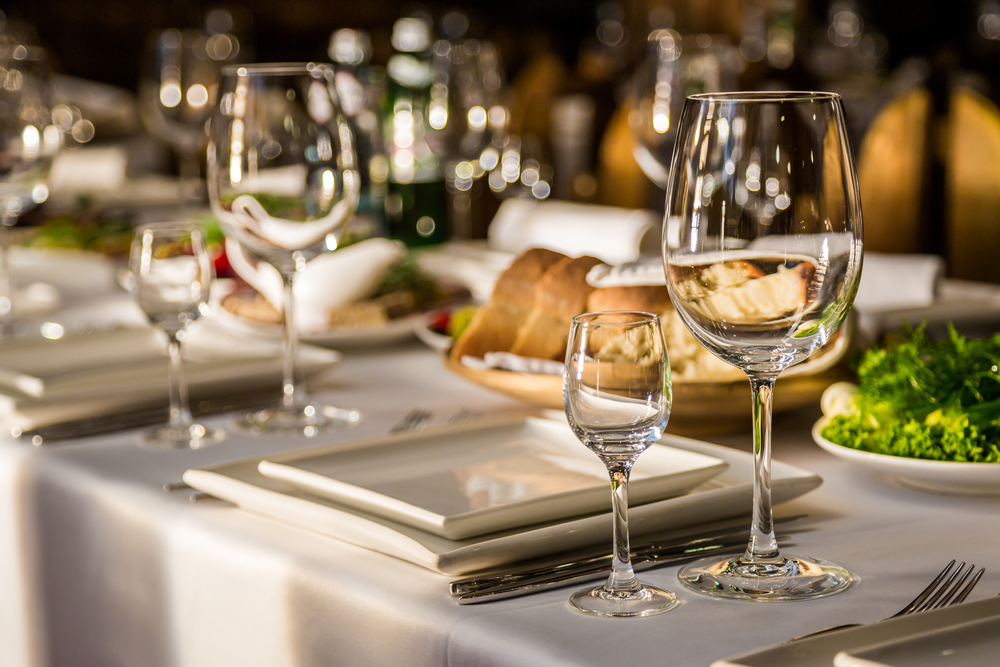 Wine glasses waiting for guests