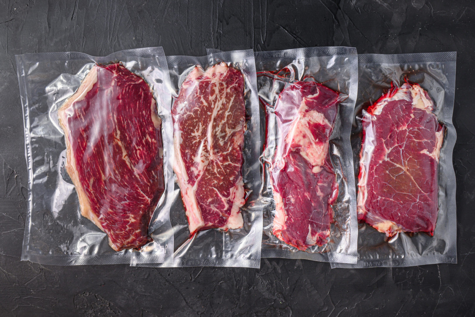 Vacuum packed organic raw beef
